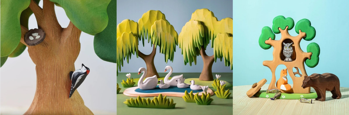 Bumbu treleker og landskapselementer brukt i små verdener