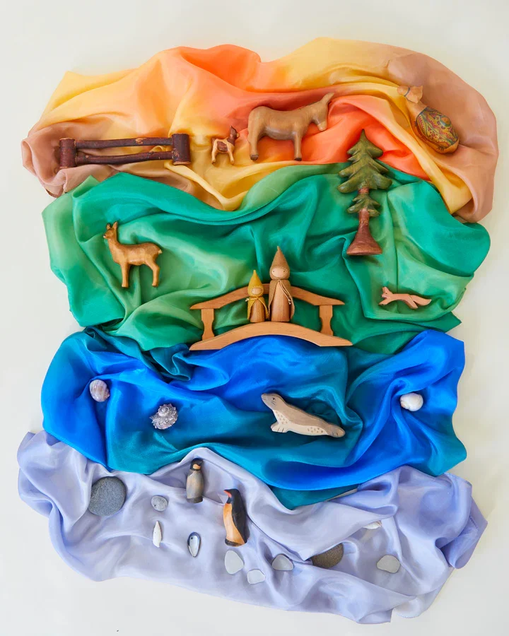 Earth collection play silk with toys.webp