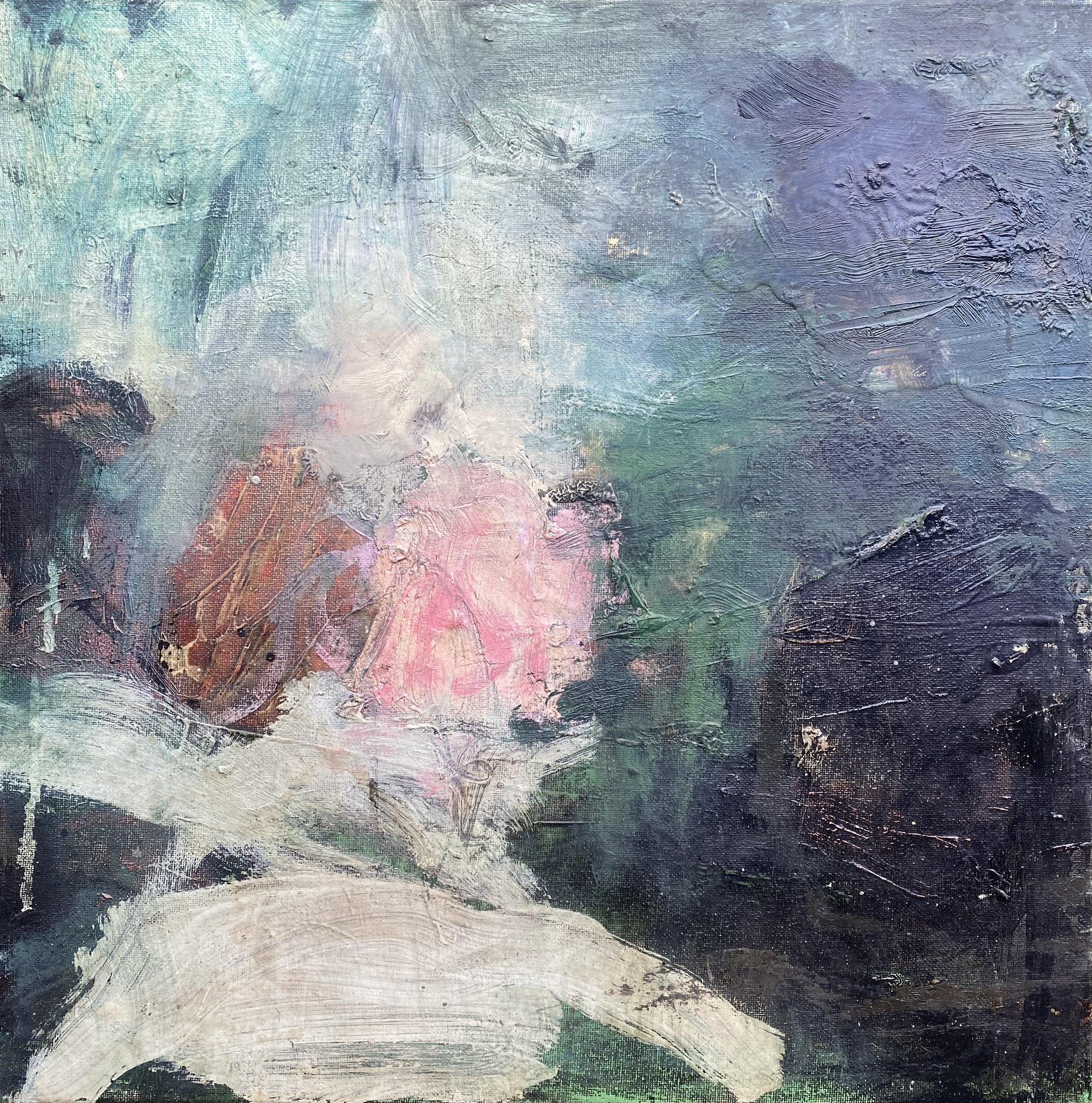 Little housey, 2024, Mixed materials on canvas, 40 x 40cm, £750 