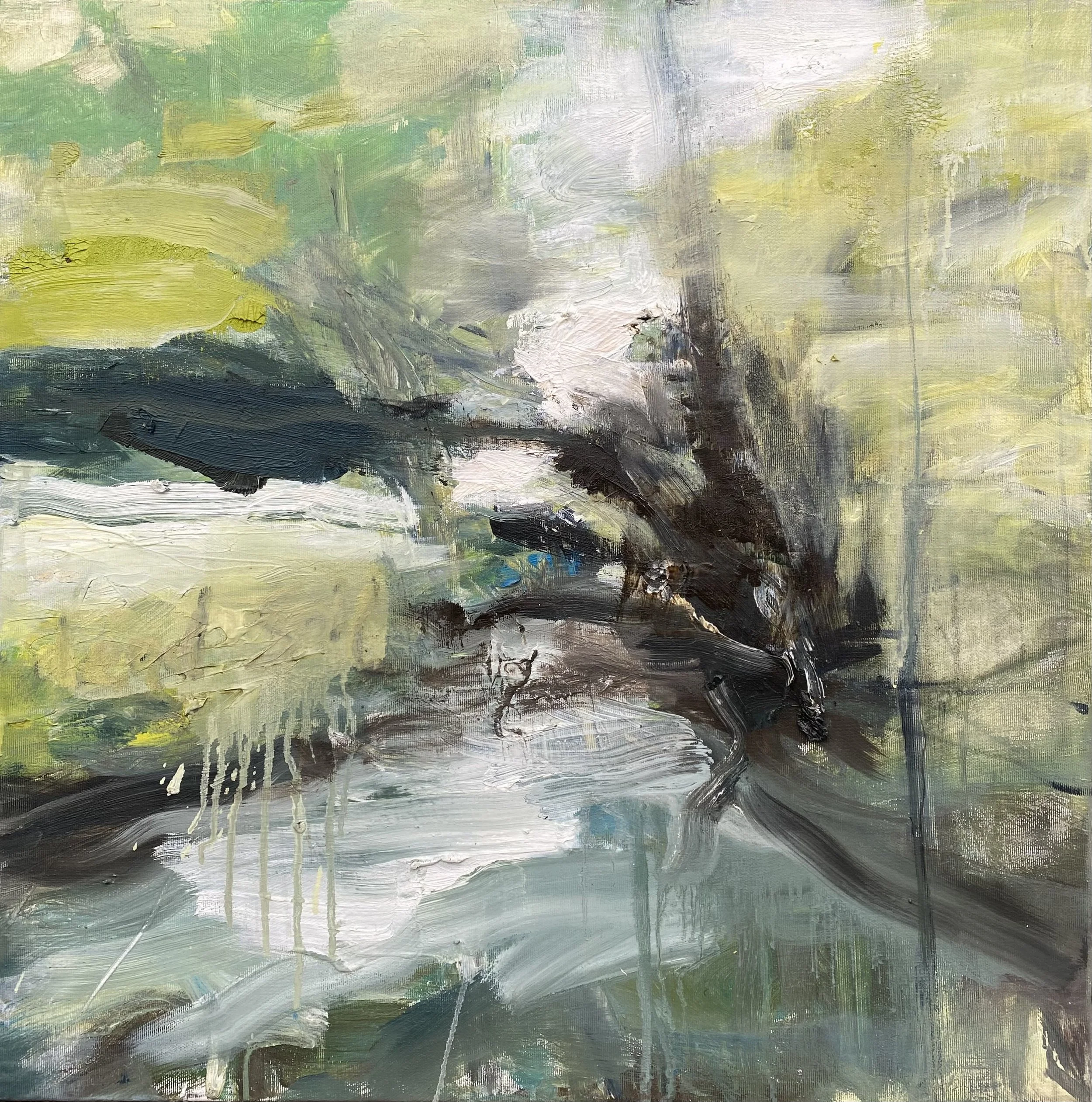 The sound of rushing water, 2024, Oil on canvas,  60 x 60cm, £1,200