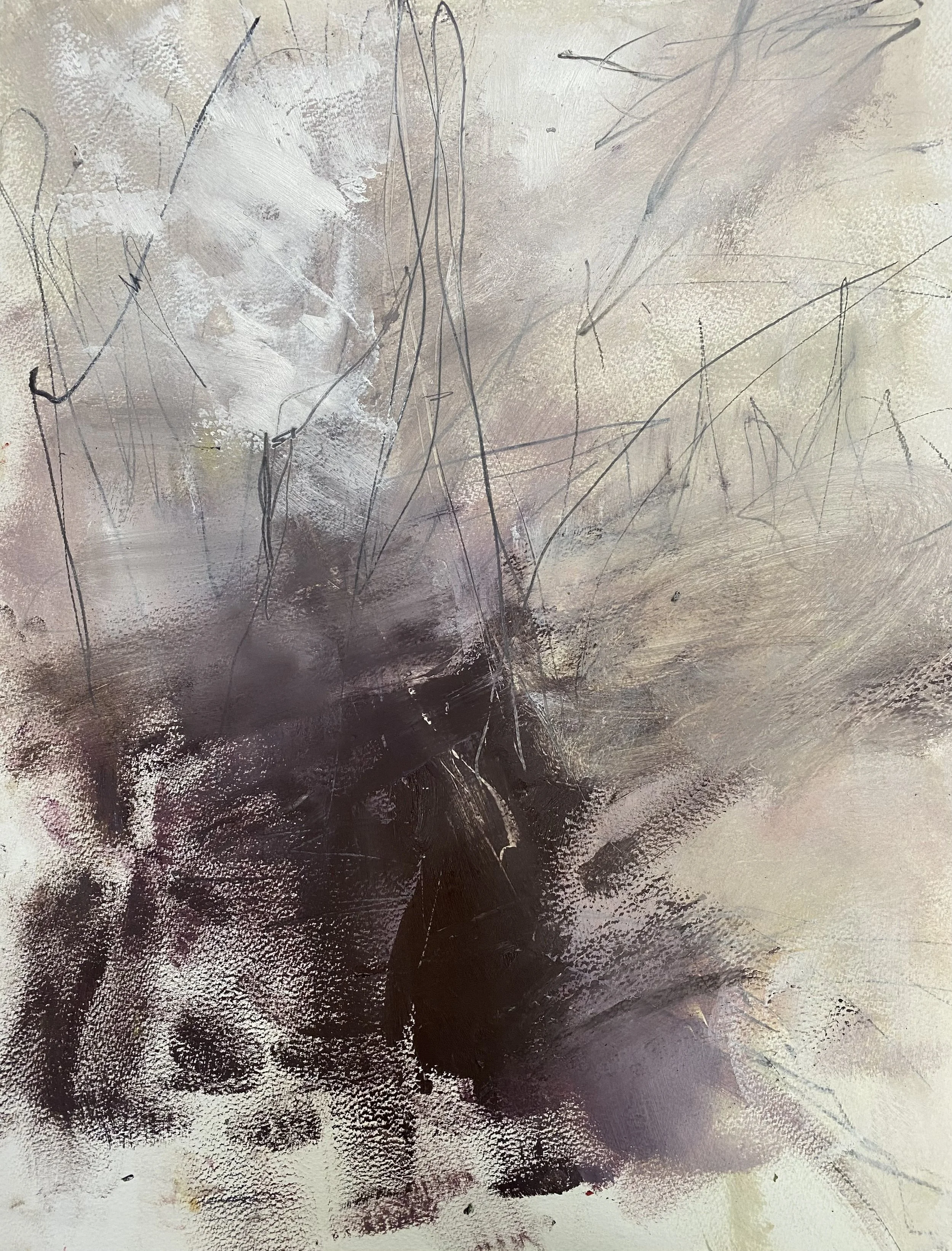 The space you left behind III, Oil & Graphite on paper, 50 x 40cm, 2026