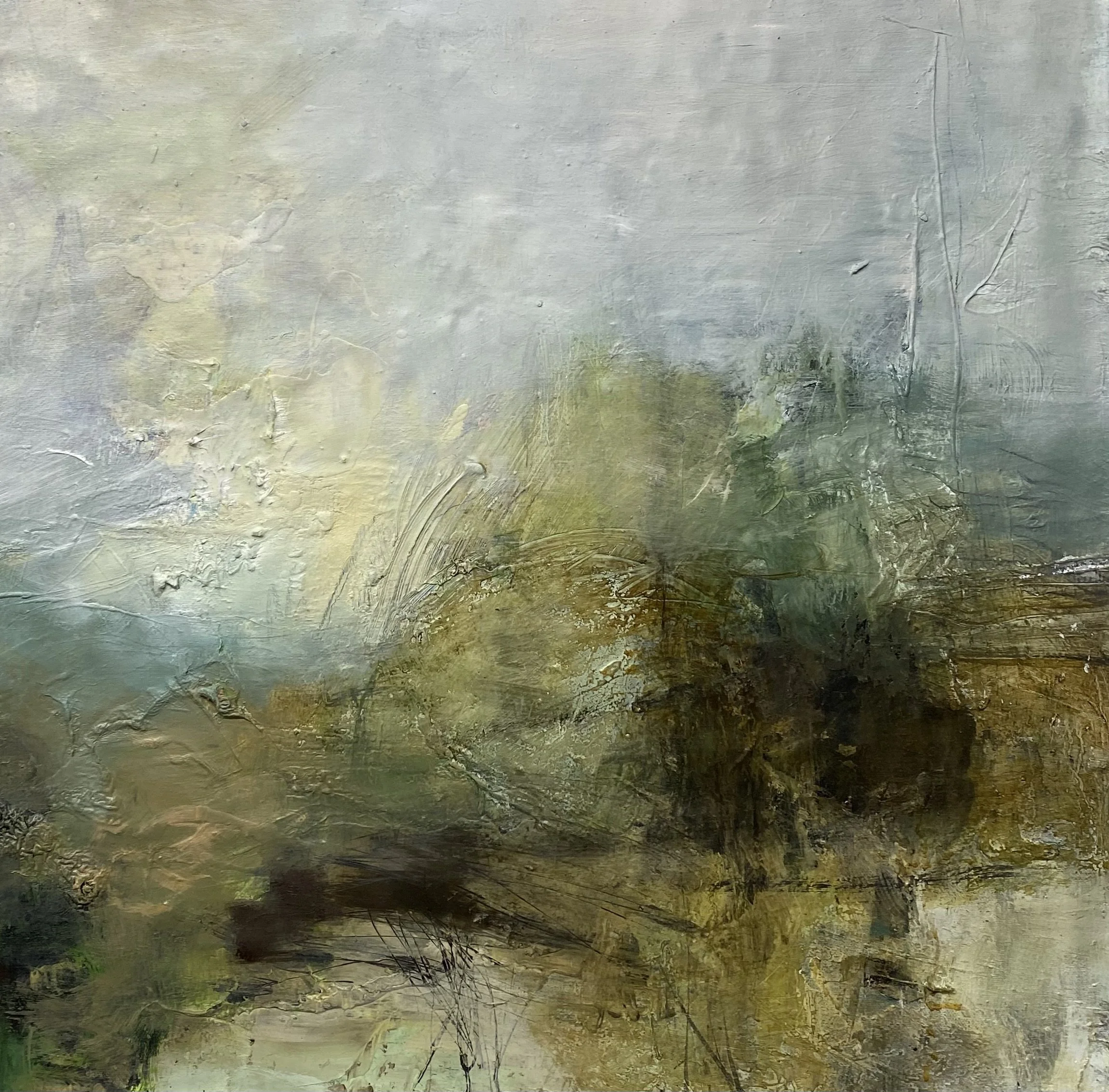 An art gallery exhibition poster with abstract painting background. Text includes details of the exhibition "From this Day Forward" by Addy Gardner, at Fairhurst Gallery, 17 Bedford Street, Norwich, from March 25 to April 10, with specific dates closed and opening hours. Additional events include opening drinks on March 29 from 2-4 pm and an artist talk on April 6 from 2-2:45 pm.