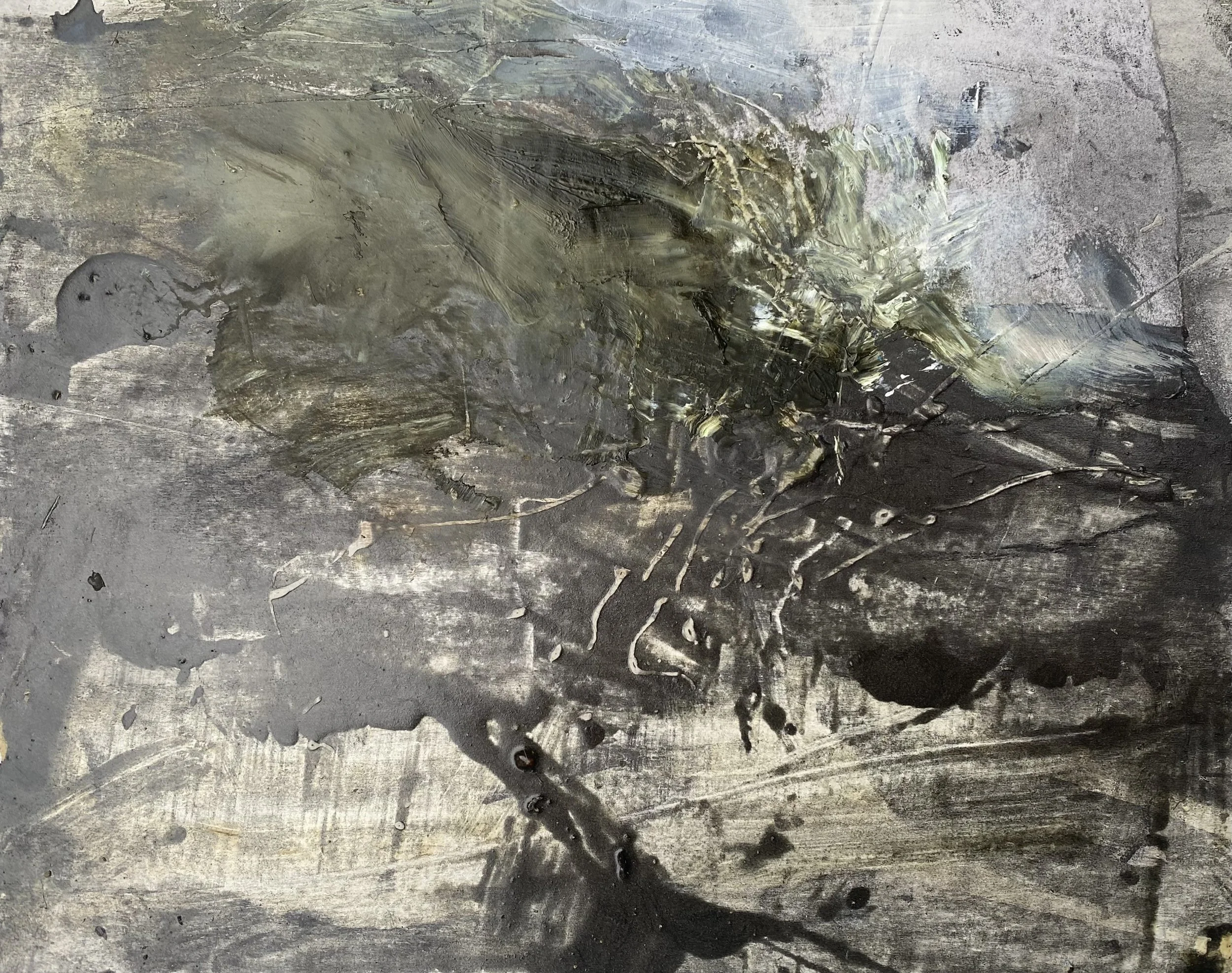 Morning on my beach II, Mixed materials on board, 40 x 35cm framed, 2026