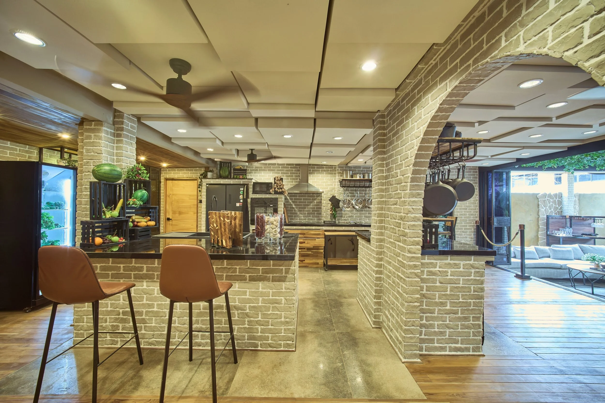 Spacious open-plan kitchen with island seating