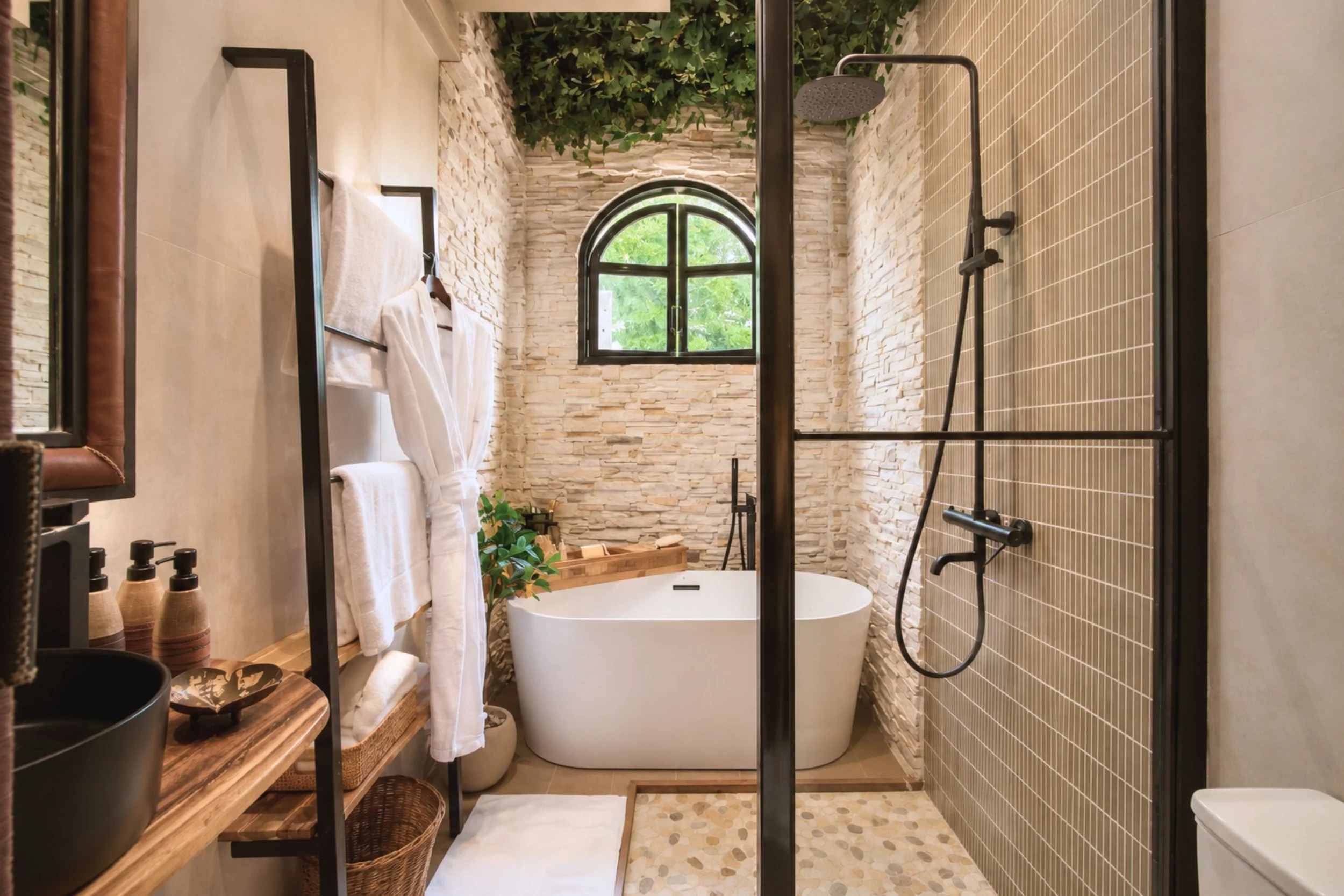Bathroom with rainfall shower