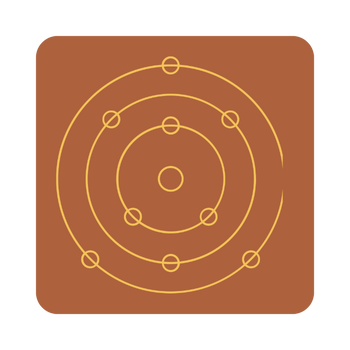 Diagram showing the Bohr model of an atom with electrons orbiting the nucleus