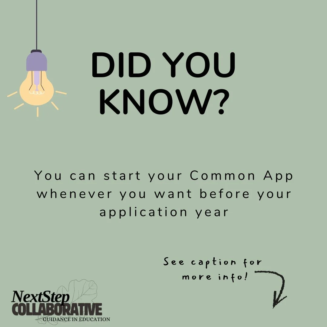 Common App does an account rollover that annually refreshes your account for the new app cycle so you can get a head start on these items:

Profile, Family, Education, Testing, Activities, Writing, and Courses &amp; Grades. Just don't hit submit ;)

