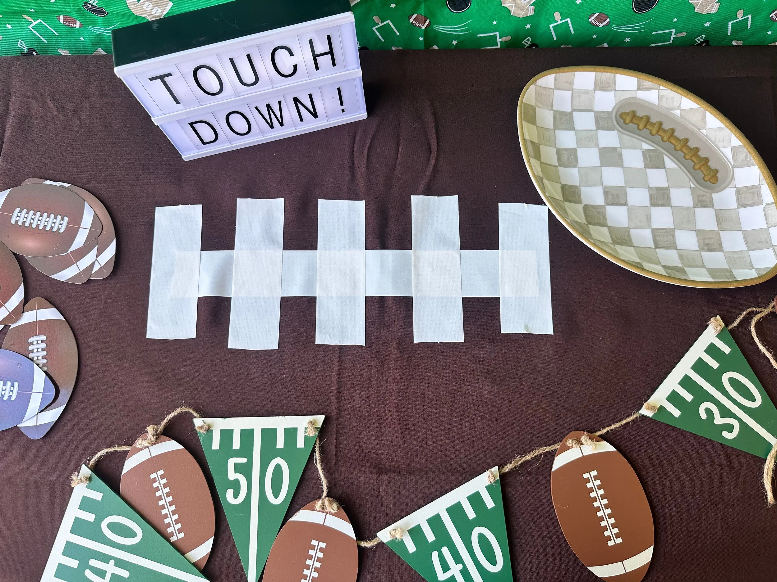 DIY Super Bowl Tablecloth: Turn a Plain Table into a Giant Football