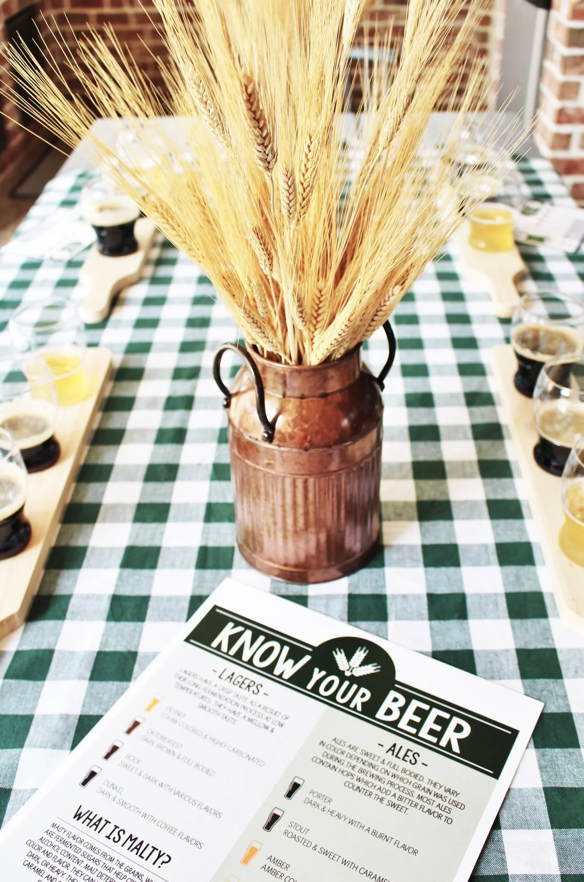 Oktoberfest Beer Tasting Party Ideas: A Cozy Green Plaid Tablescape for Fall