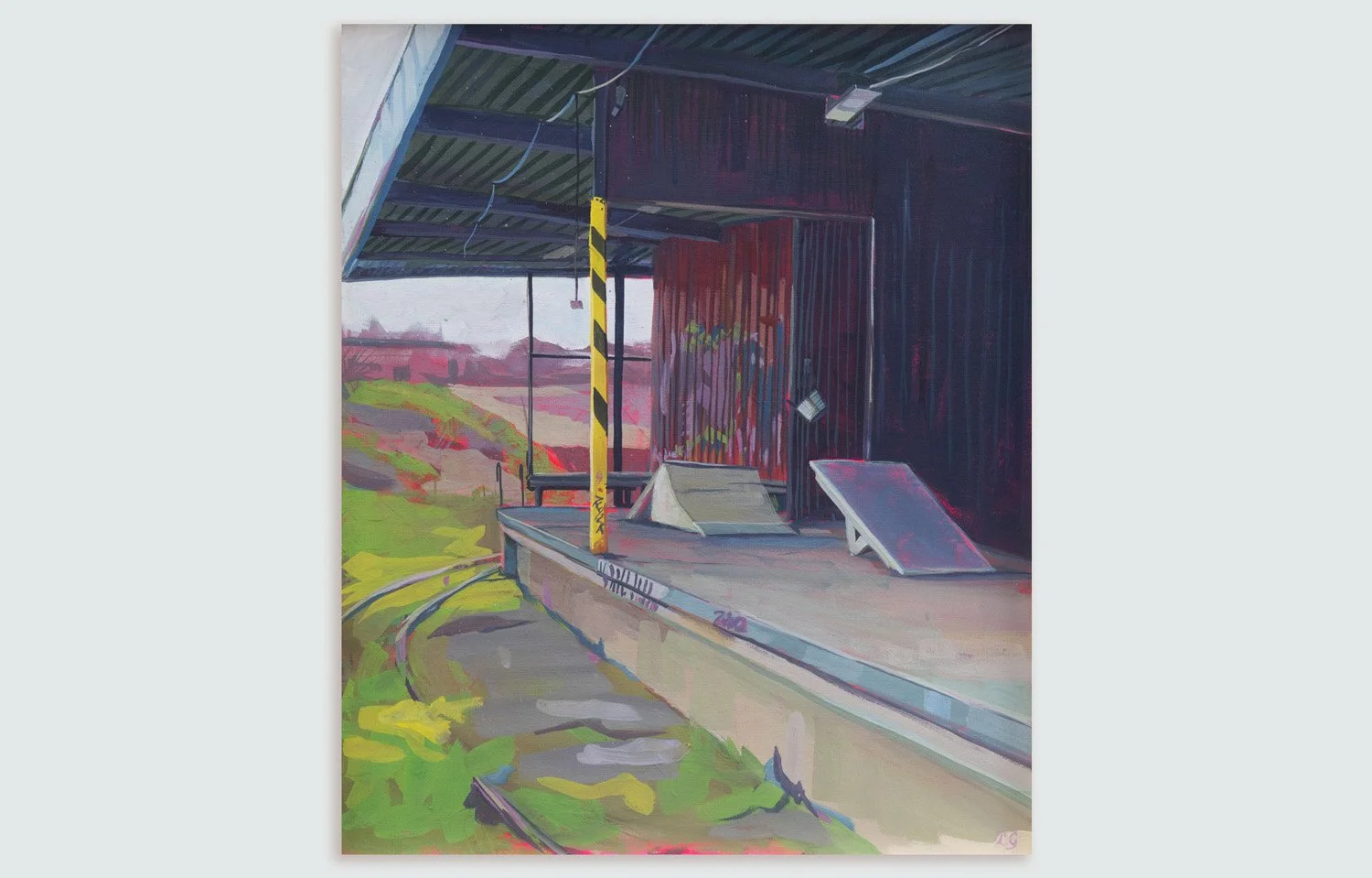 Lokstallarna 2020, Gouache on Panel