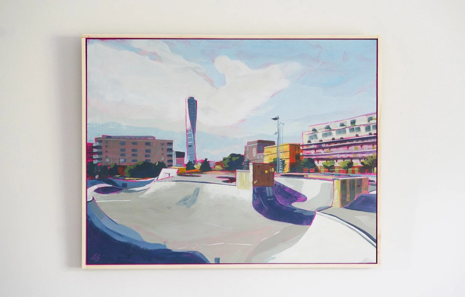 Stapelbäddsparken Malmö, Gouache on Panel, SOLD