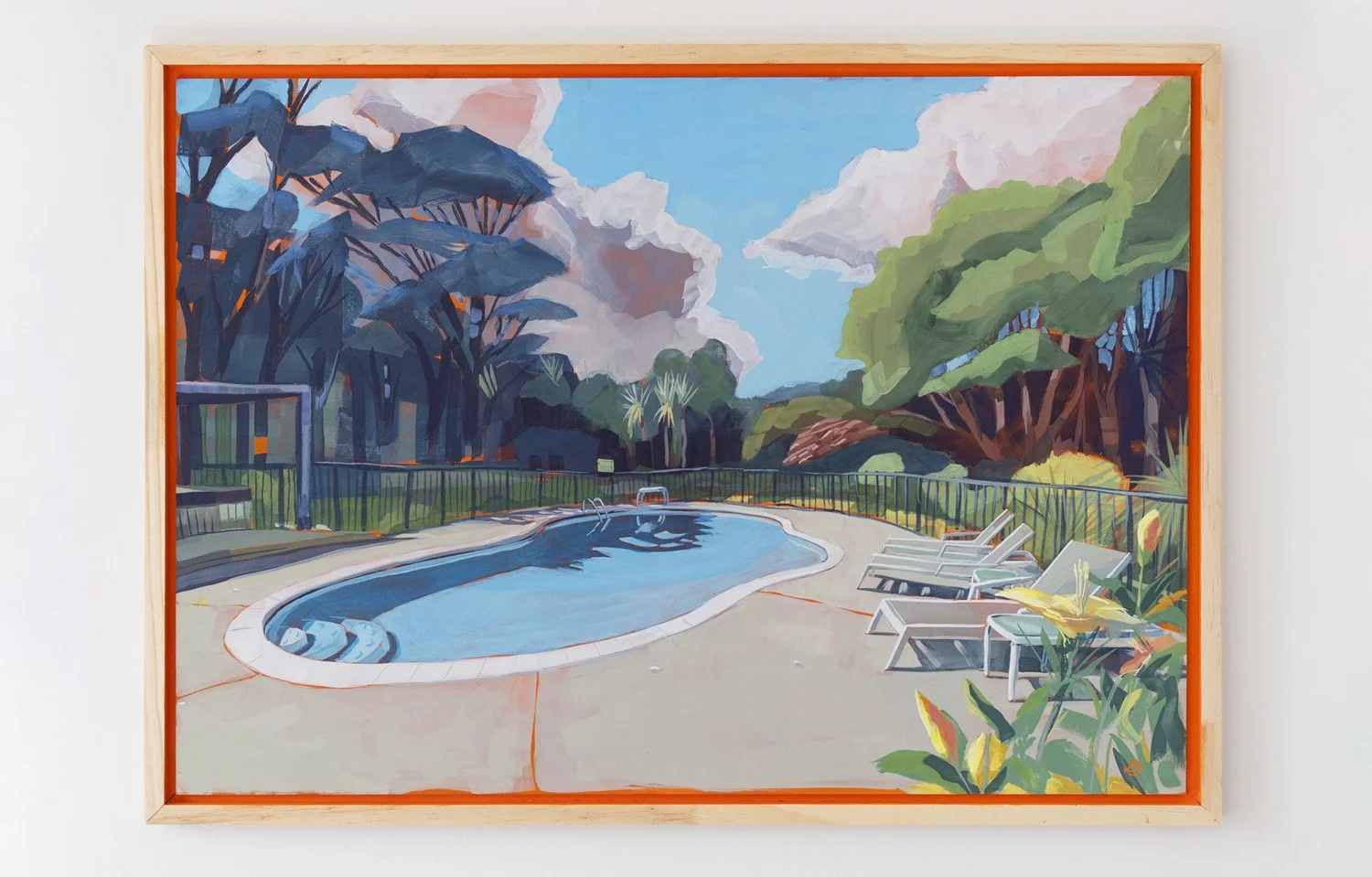 Jason's Swim Skate Pool, Gouache on Panel, SOLD