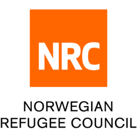 Logo of the Norwegian Refugee Council with a large orange square and white 'NRC' letters, and 'Norwegian Refugee Council' written below.