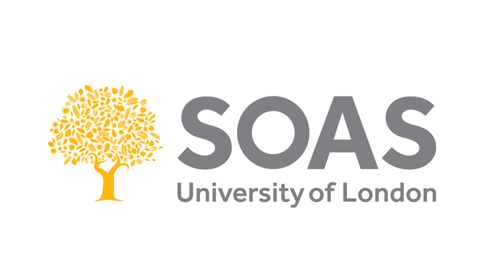 Logo of SOAS University of London featuring a yellow tree and gray text.