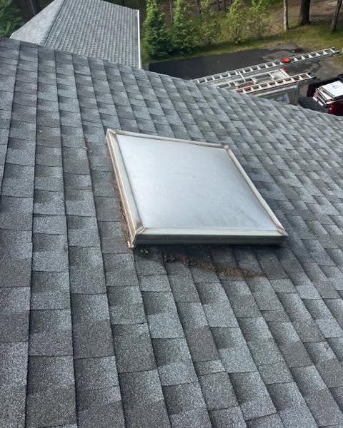 Older skylight before replacement at a home in Southampton