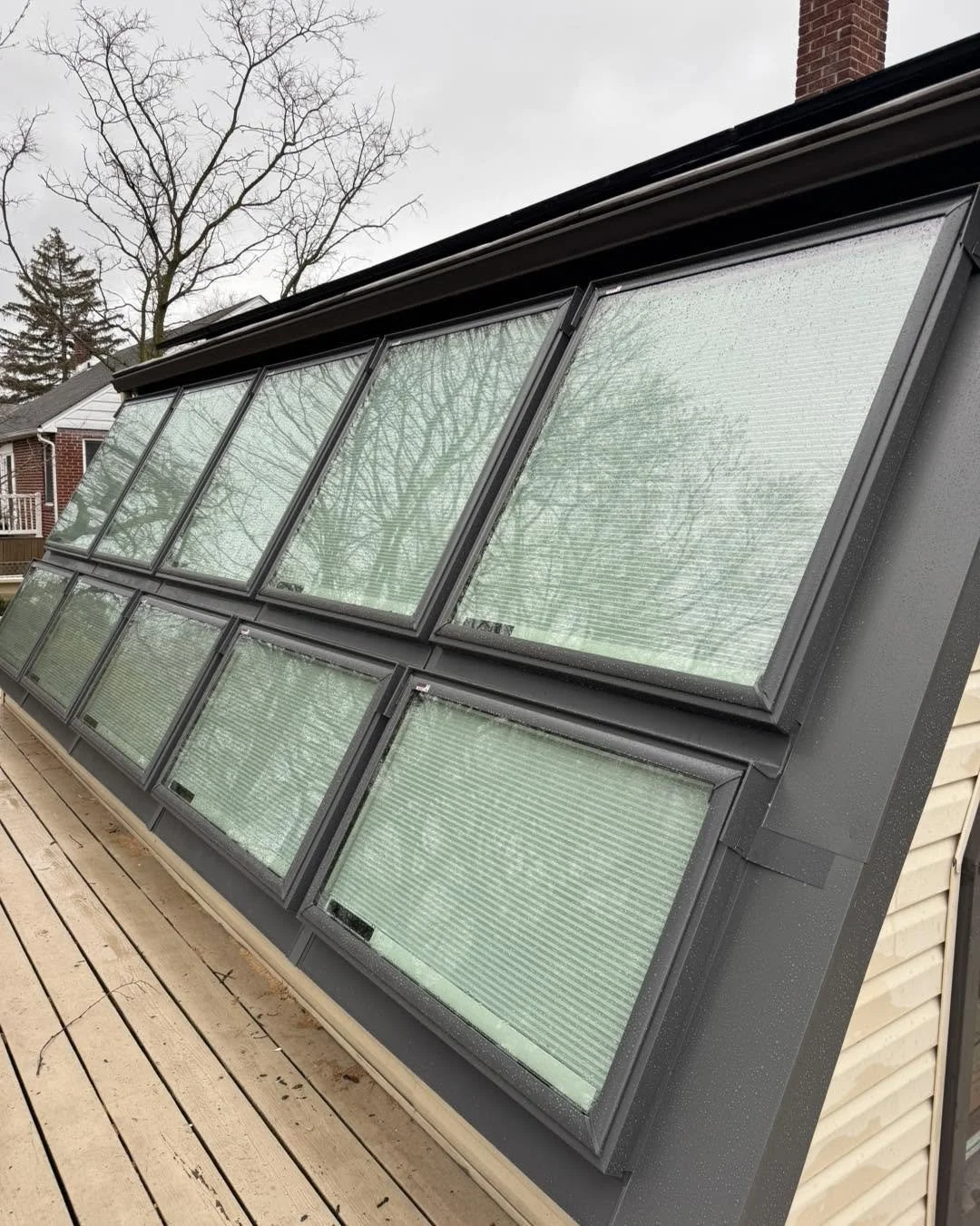 Refinished interior trim around new skylights