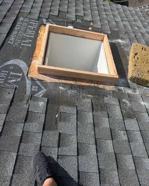 Skylight replacement project showing installation and finishing work by The RCG Group