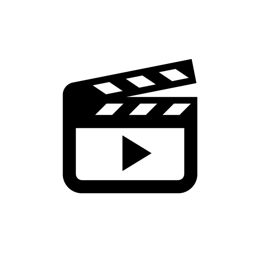Icon of a movie clapperboard with a play button inside.