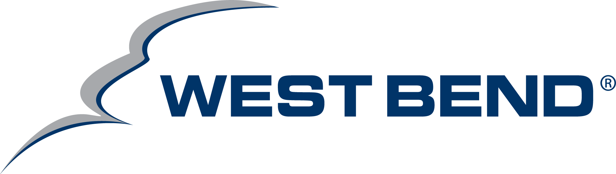 West Bend logo with a stylized path or road design in black, gray, and blue colors.
