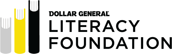 Logo of the Dollar General Literacy Foundation featuring stylized books and the foundation's name.