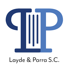 Logo for Layde & Parra S.C. featuring stylized initials 'L' and 'P' in blue with a column design, and the company name below.