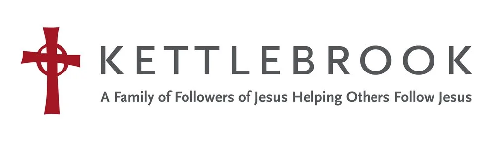 Logo of Kettlebrook church featuring a red cross and the tagline 'A Family of Followers of Jesus Helping Others Follow Jesus'