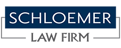 Schloemer Law Firm logo with dark blue background and white text