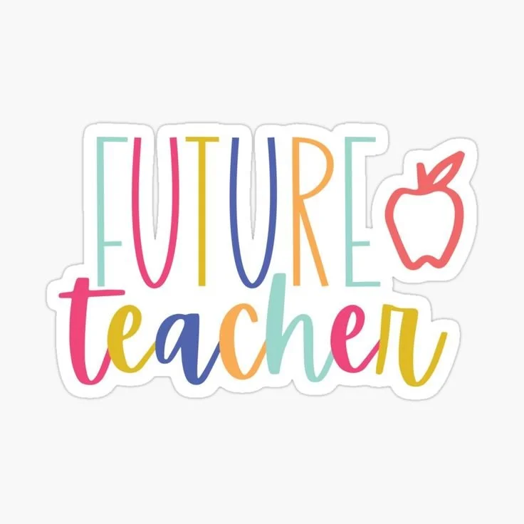 Colorful sticker with the words "FUTURE teacher" and an apple icon.