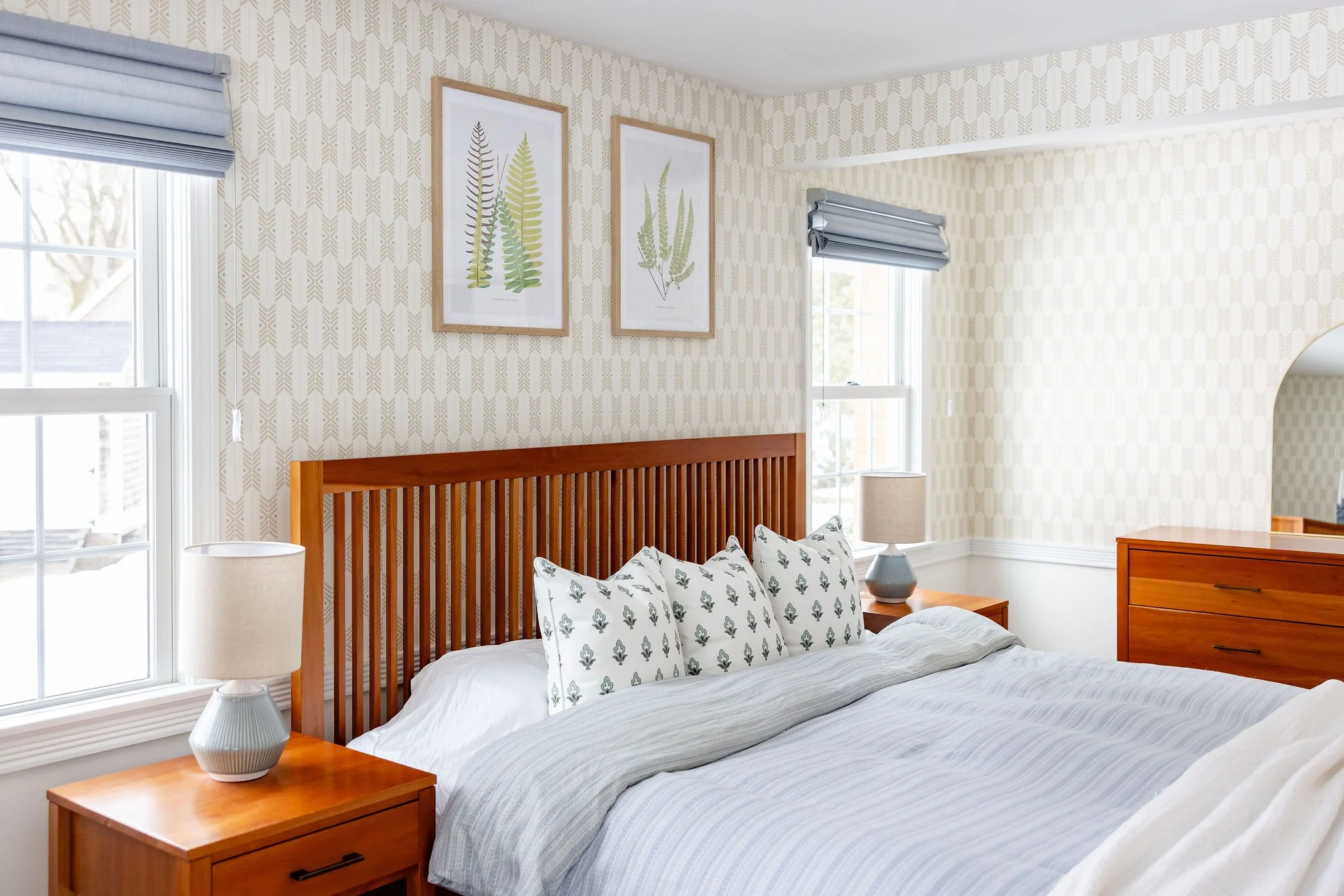 Wallpapered bedroom