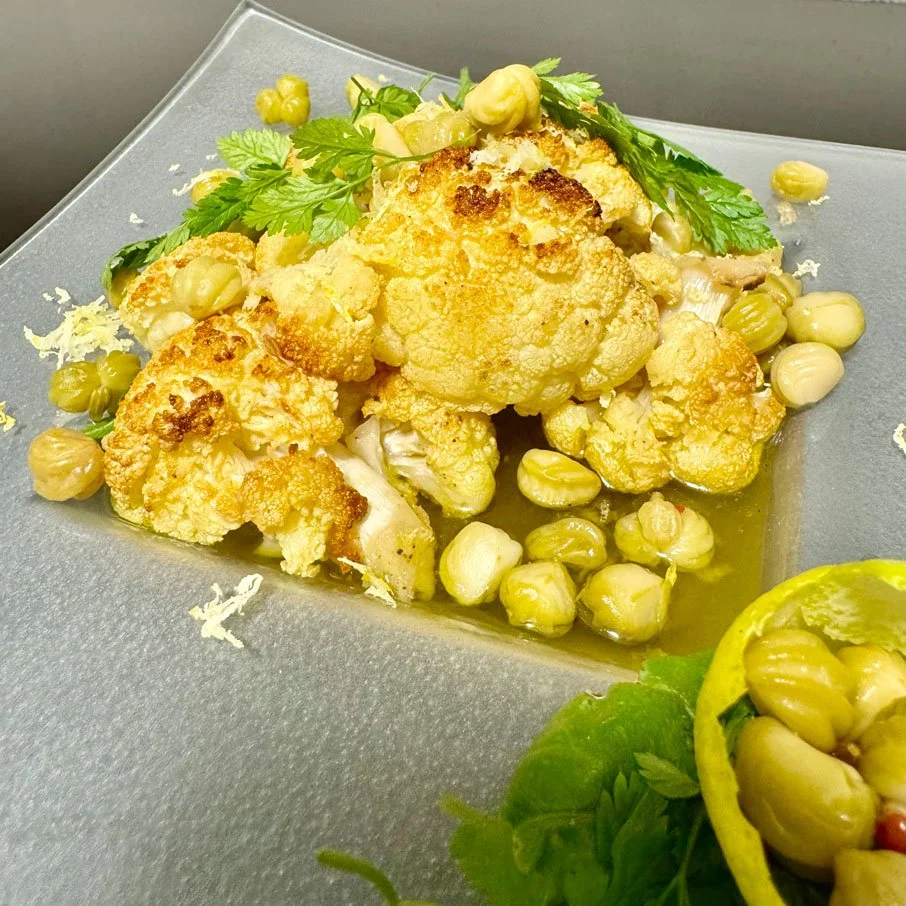 Roasted Cauliflower with Brown Butter, Lemon Zest &amp; Nasturtium Capers
