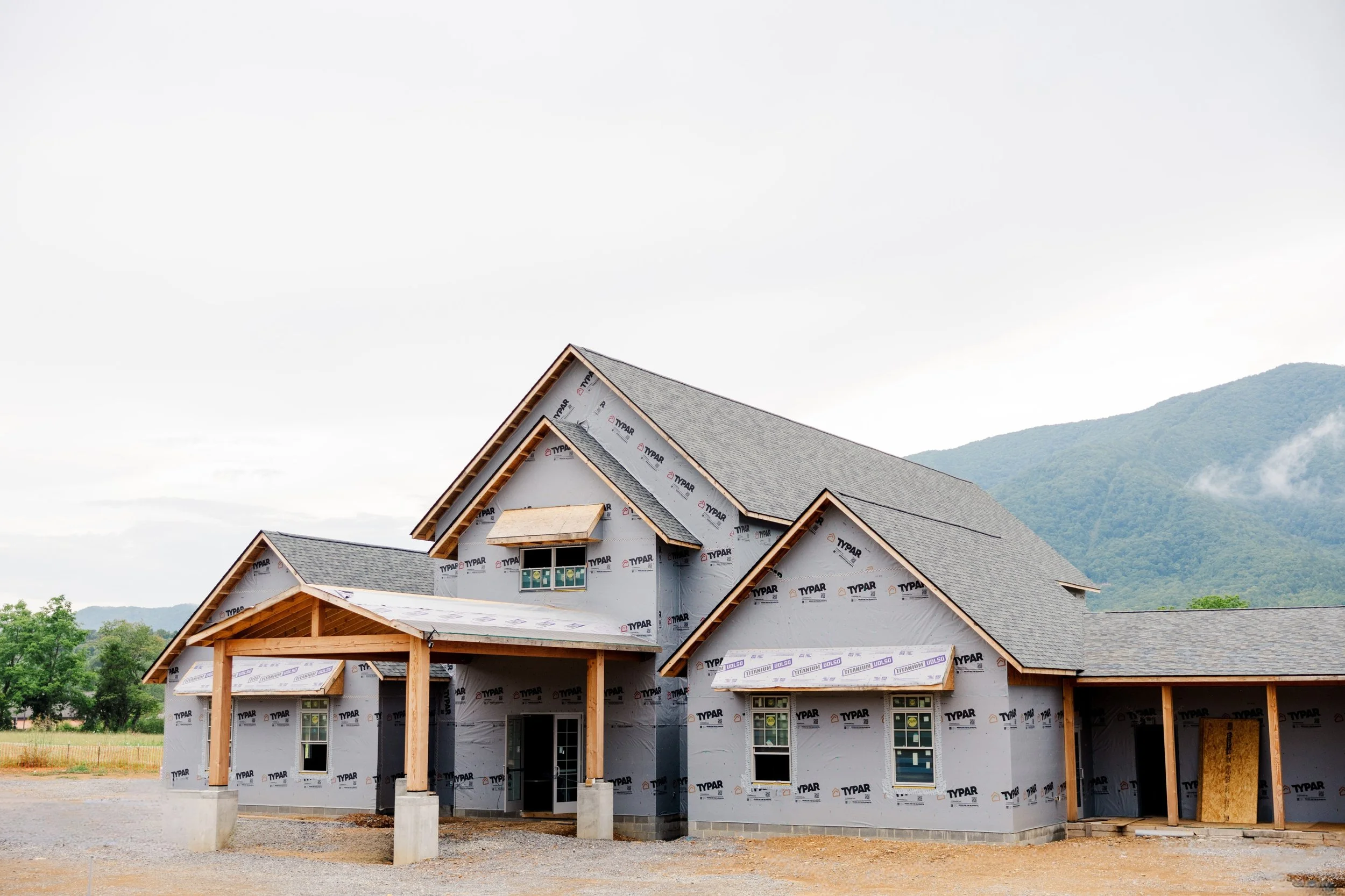 Construction progress at The Lumigail, a Smoky Mountain wedding venue near Pigeon Forge in Wears Valley, Tennessee.