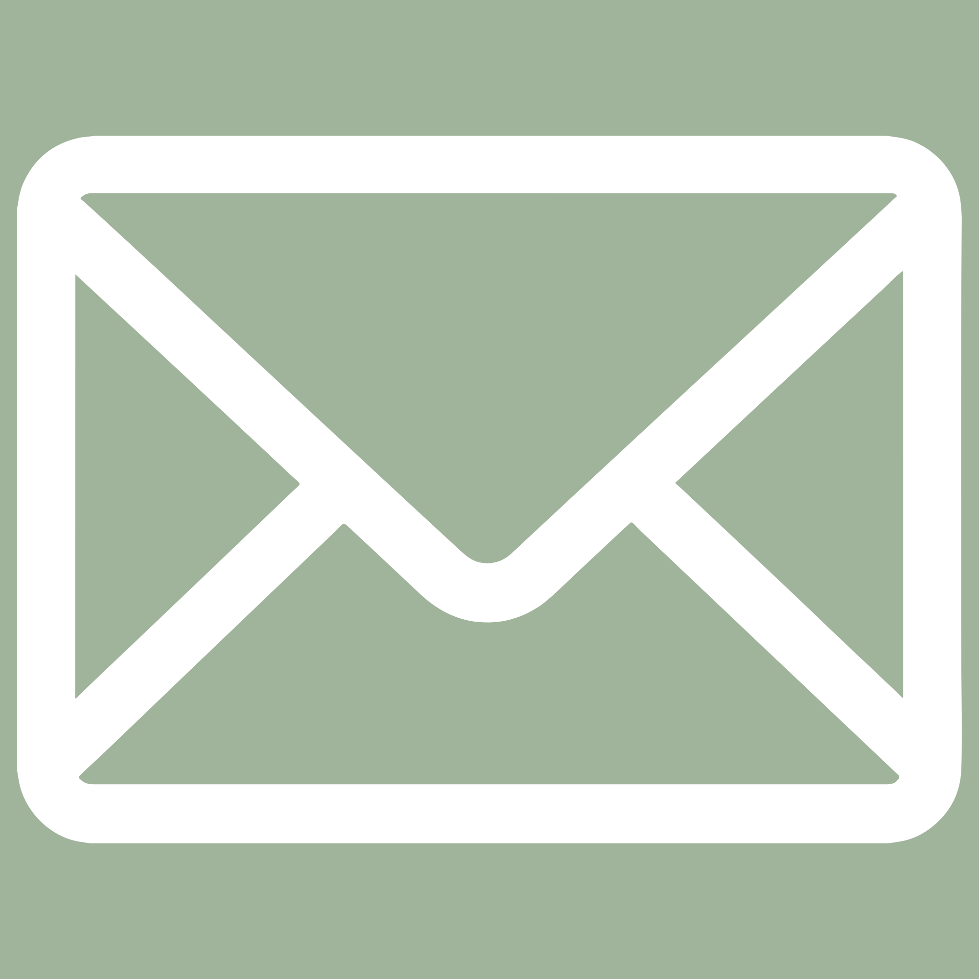 simple white email icon on pale green background.