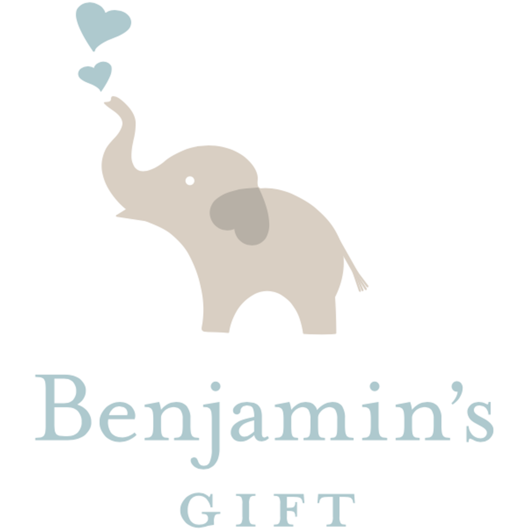 A logo featuring a gray elephant blowing heart-shaped bubbles, with the text "Benjamin's GIFT" beneath it.