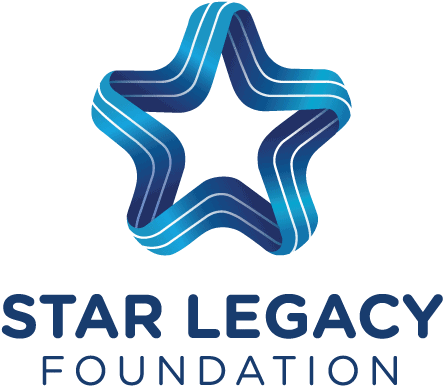 A blue, stylized star-shaped logo with the text 'STAR LEGACY FOUNDATION' beneath it.