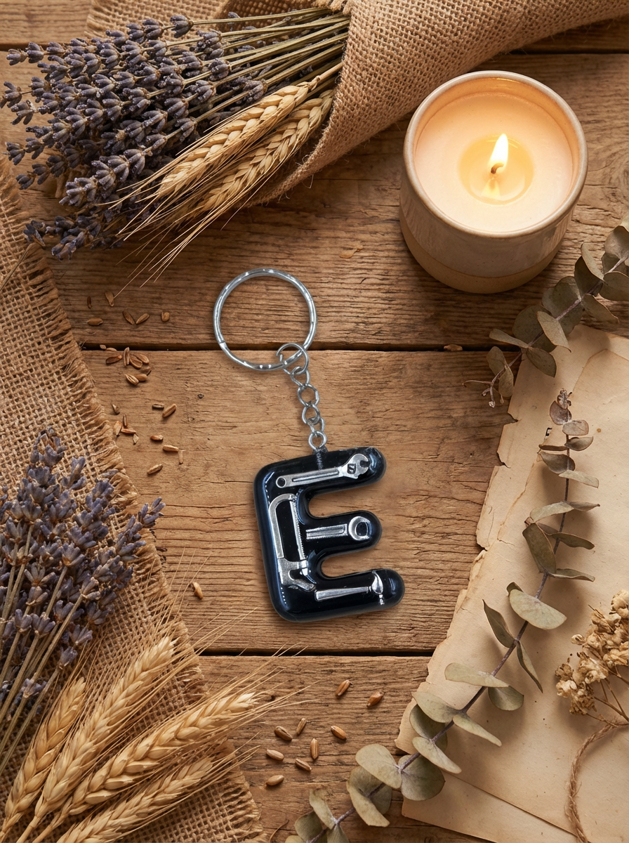 “E” Initial with Miniature Tools