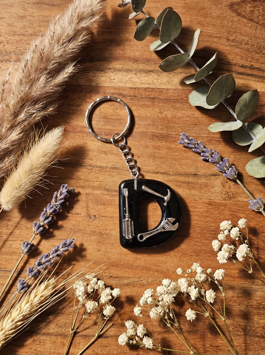 “D” Initial with Miniature Tool Set