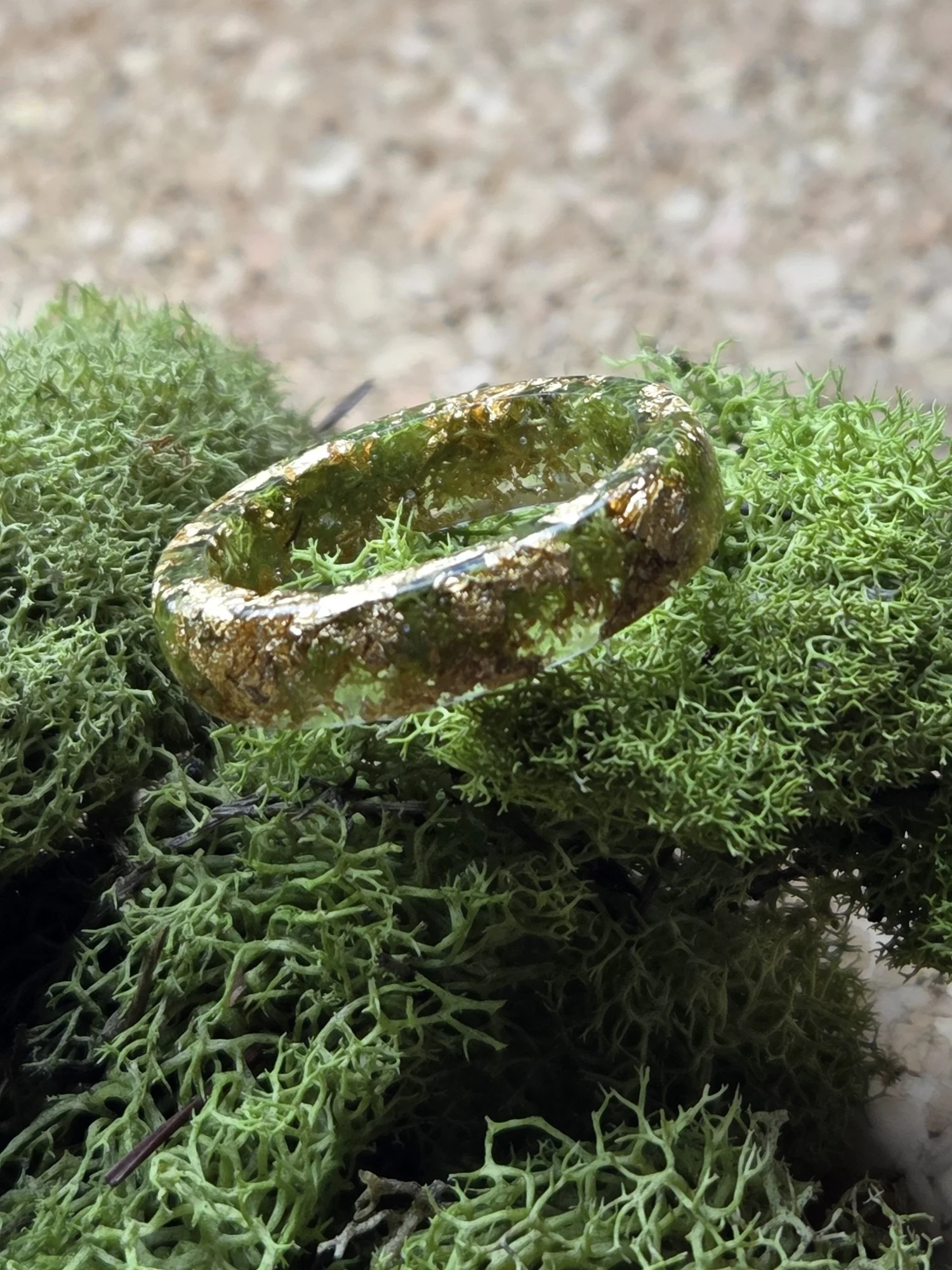 Enchanted Golden Forest Moss Ring
