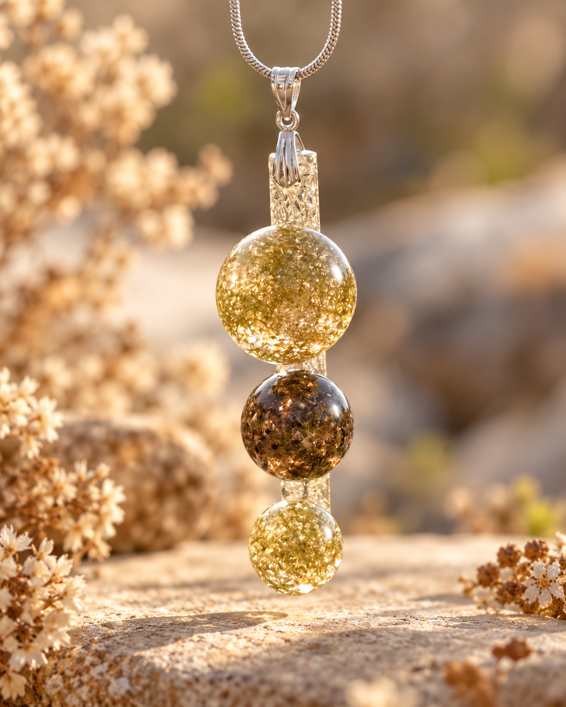 Mossy Resin Sphere Pendant in Golden Nature (1).png
