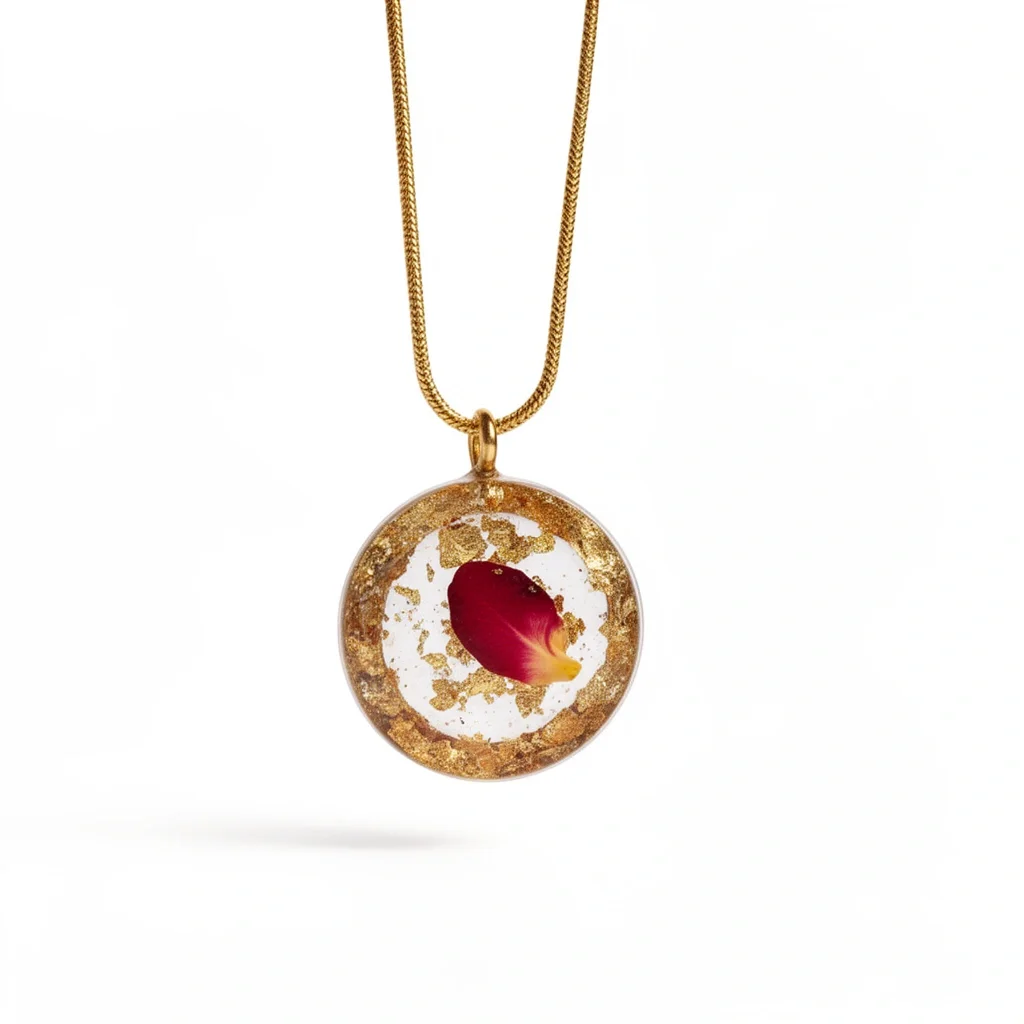 Golden Rose Petal Pendant