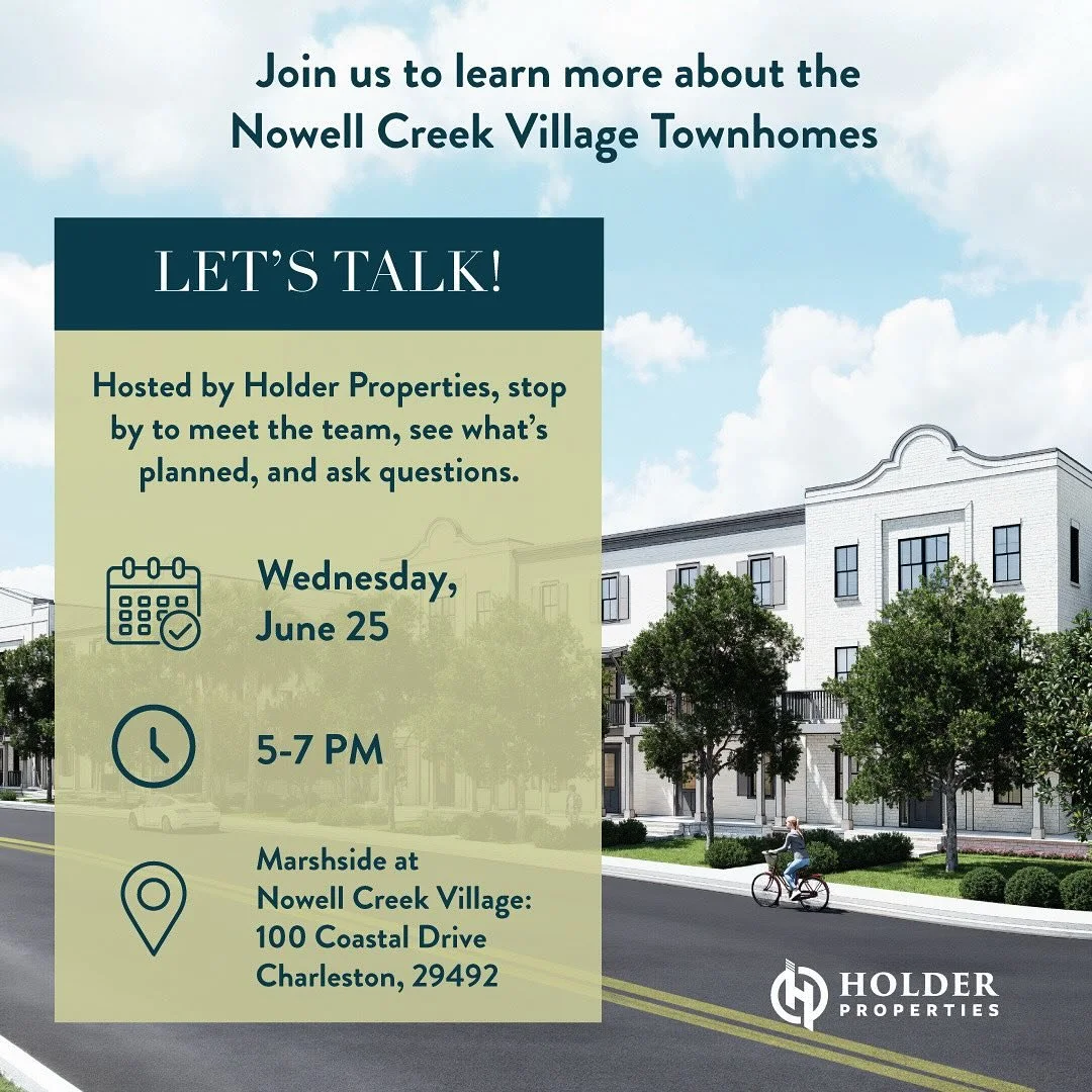Holder Properties invites neighbors to a community meeting to share the full vision for the Nowell Creek Village Townhomes project. The team will provide a comprehensive look at the project plan, including how environmental impact, expanded tree plan
