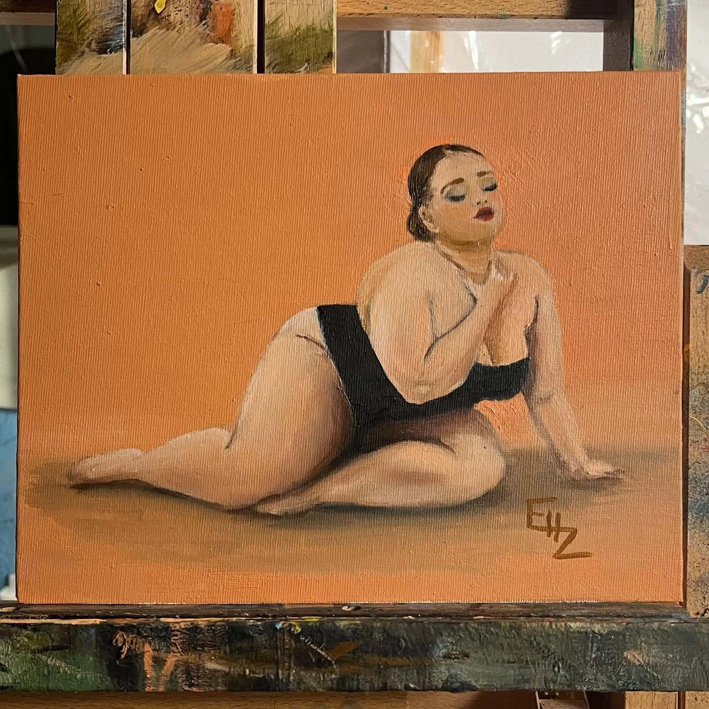 Figure study &amp; color challenge! 
She turned out really beautifully. The reference I used is of the model @oewray photographed by @katewhytephoto 

#figurepainting #plussizemodel #painting #portrait #oilpainting #pittsburghartist #artist