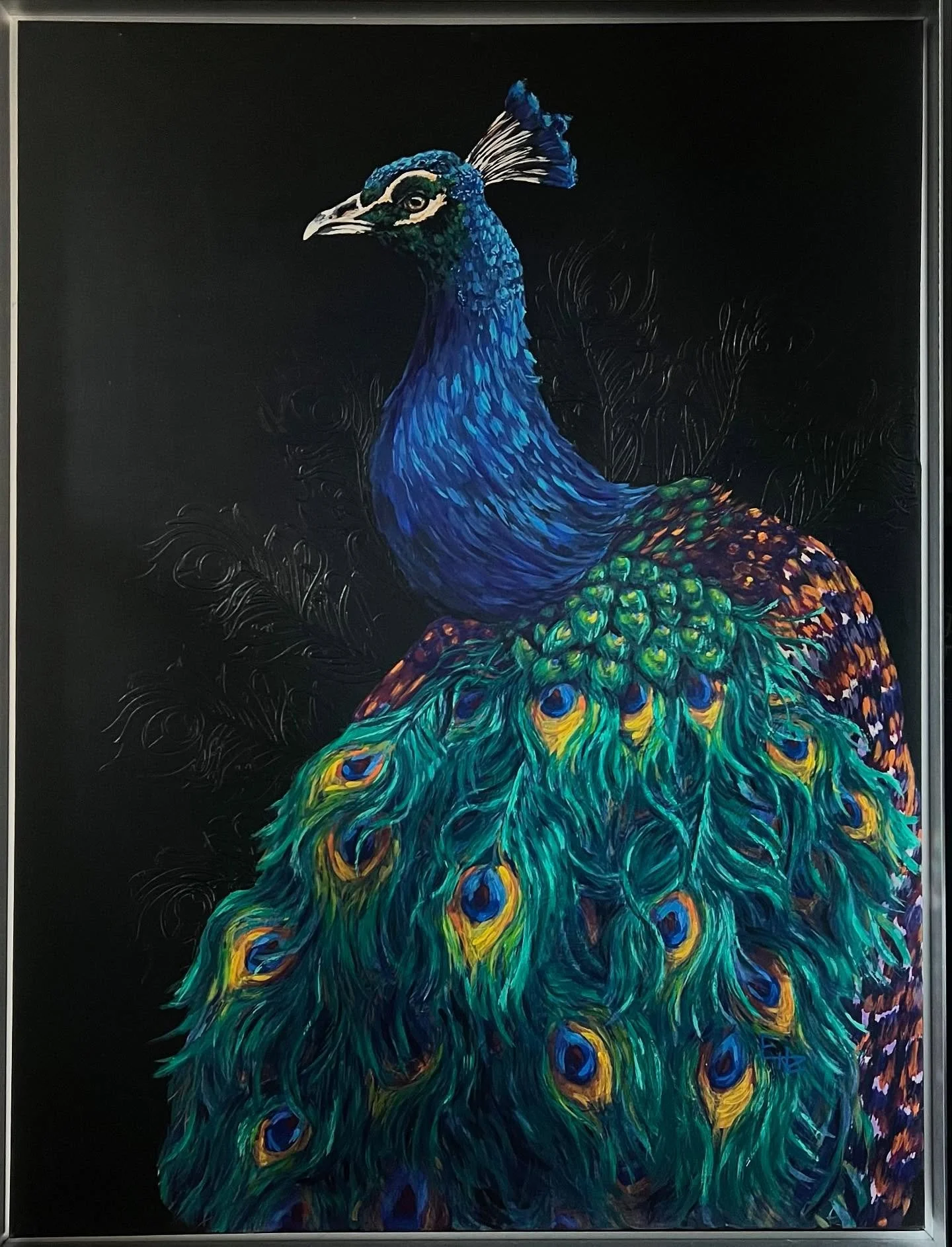 &ldquo;Peacock&rdquo; acrylic on 30&rdquo;x40&rdquo; canvas 
This gorgeous boy already has a home but omg I am obsessed with him. I&rsquo;m going to have to make another one for himself! 

He&rsquo;s heading up to @thefoxclarkgallery to be on display