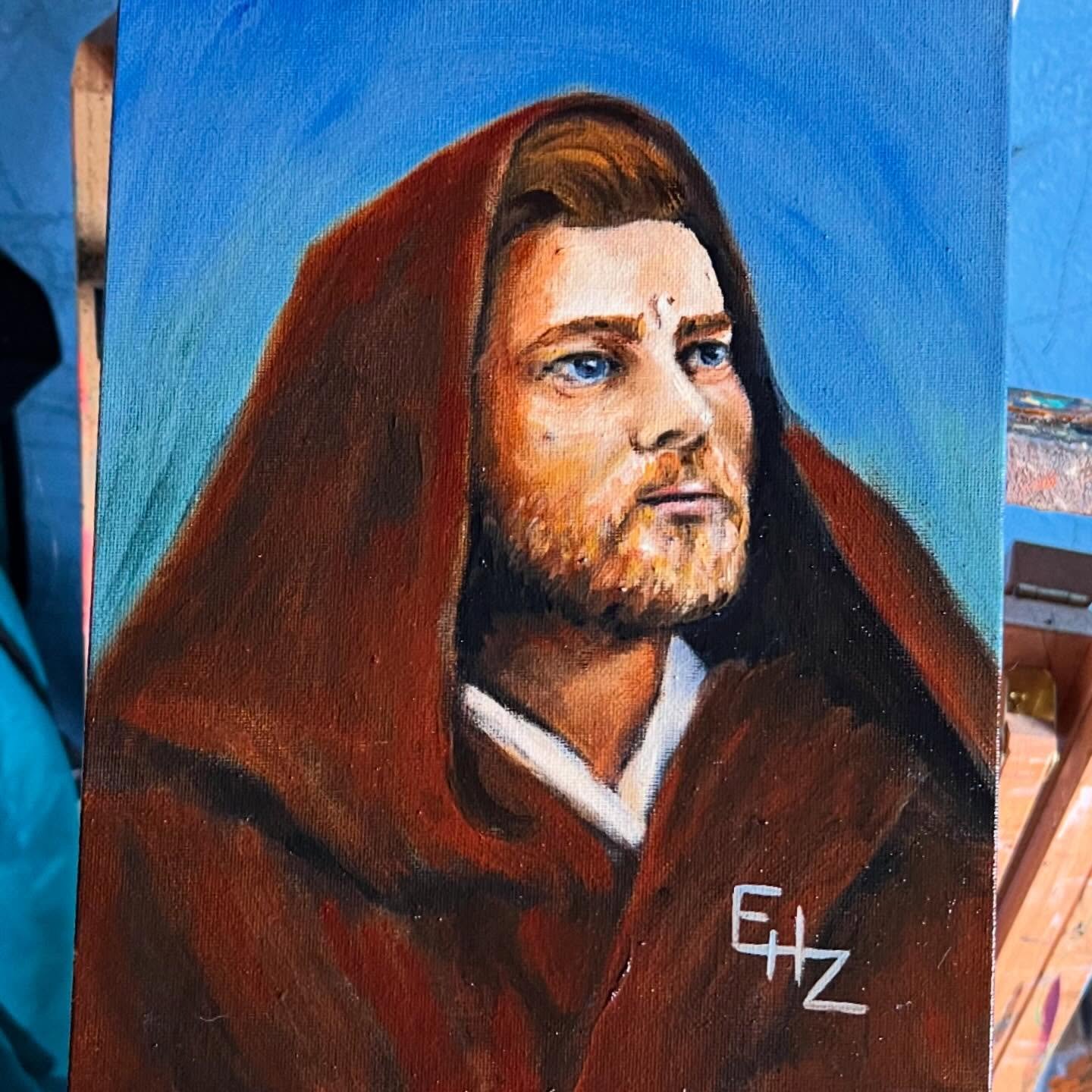 Hello there 
👈🏻
&ldquo;Teacher&rdquo; oil on 8x10 panel
💙

#oilpainting #obiwankenobi #portraitart #painting