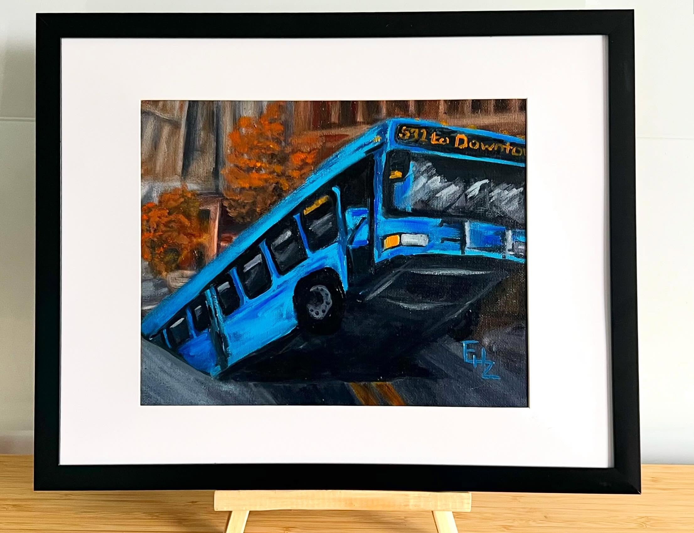 October 28th 2019 is a day which will live in infamy here in Pittsburgh PA. On that day a sinkhole opened near the intersection of 10th street and Penn Ave and swallowed a bus. No one was seriously injured and an icon was born! 
🎨
Locals stay tuned!