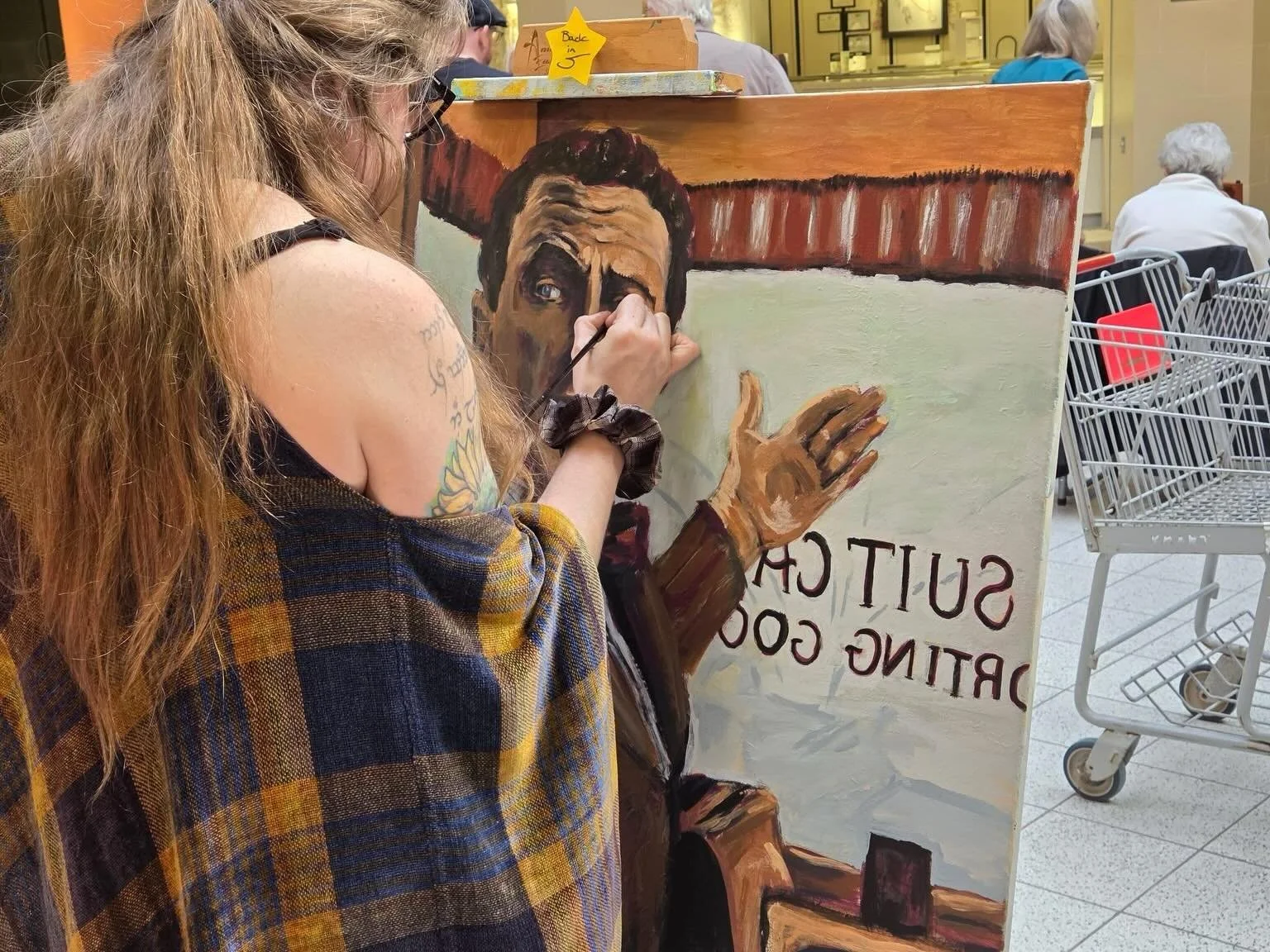 Live painting at Westylvania Art Festival last weekend in Indiana PA! 
Obviously, I had to give some love to Indiana&rsquo;s most famous son Jimmy Stewart (there&rsquo;s a big bronze statue of him outside the Jimmy Stewart museum by the court house s