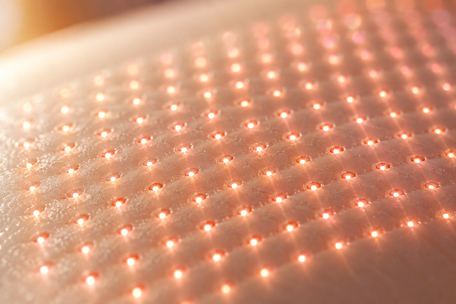 A close-up grid pattern of light on skin, a metaphor for fractional CO2 laser microthermal zones.