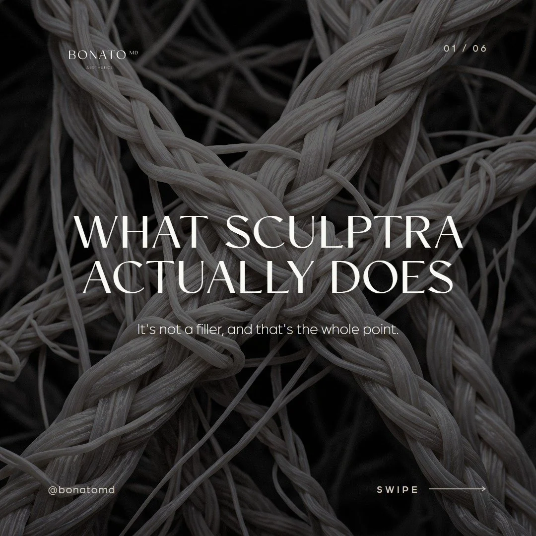 Unlock the power of your own skin! Sculptra isn't a filler, it's a biostimulator that sparks your body's natural collagen production, revealing a more radiant you over time. 

Unlike fillers, Sculptra works from the inside out, building a stronger, m