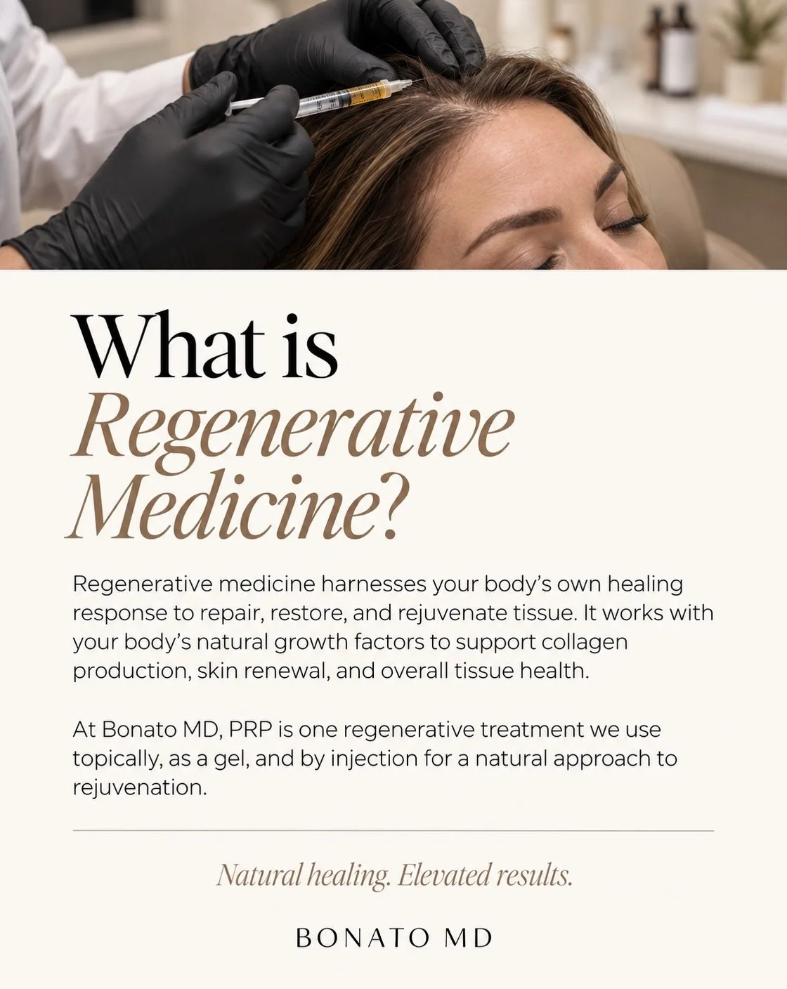 Aging gracefully doesn&rsquo;t have to mean doing more&mdash;it can mean working with what your body already knows how to do.

PRP uses your own growth factors to support collagen production, skin renewal, firmness and elasticity for a fresher, stron