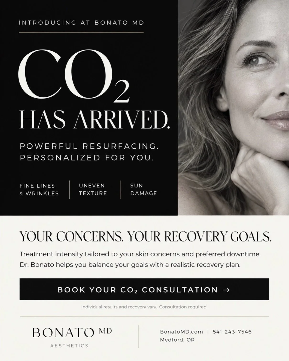 CO₂ HAS ARRIVED✨

We&rsquo;re excited to introduce customizable CO₂ laser resurfacing at Bonato MD Aesthetics&mdash;a powerful option for addressing fine lines, wrinkles, uneven texture, and sun-damaged skin.

The most exciting part? Your treatment i