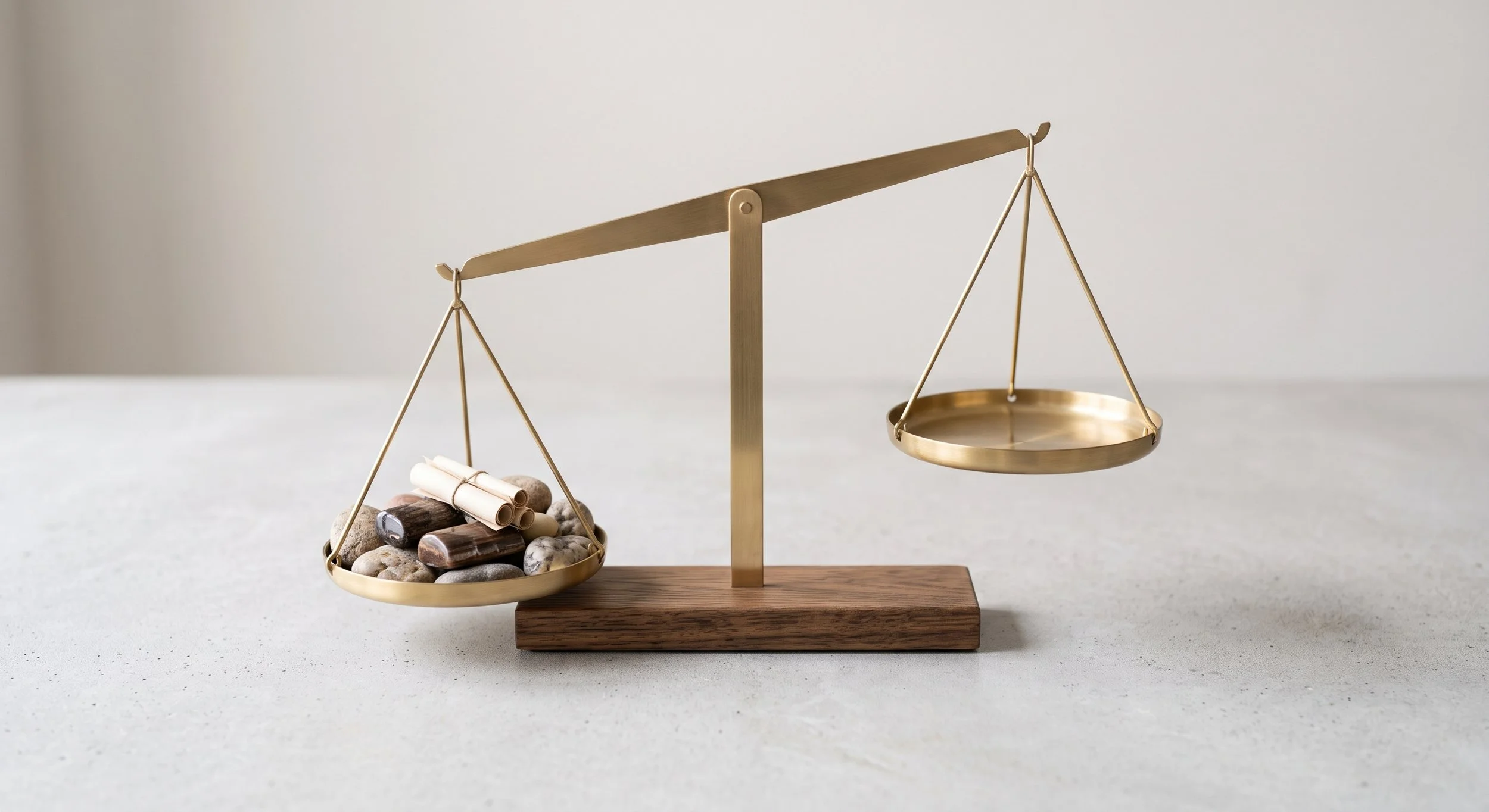 A balance scale tipped to one side, a metaphor for weighing thin evidence against proven options.